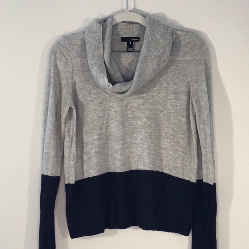 Aqua Two-tone Turtleneck Cashmere blend Sweater